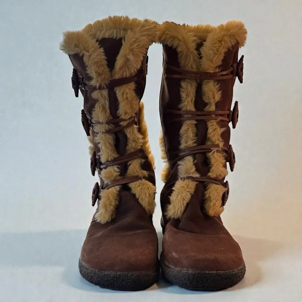 Earth Origins Suede Faux Fur Trim Boots
